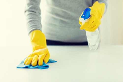Belgravia Cleaners team working safely with protective equipment